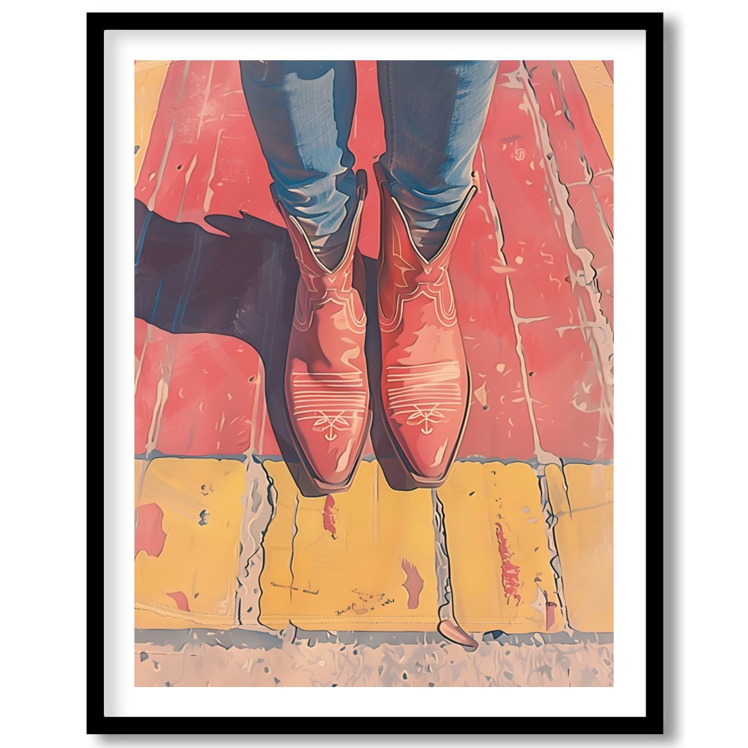 Elevate your space with 'Vibrant Stride,' a captivating piece that combines bold colors and modern for interior