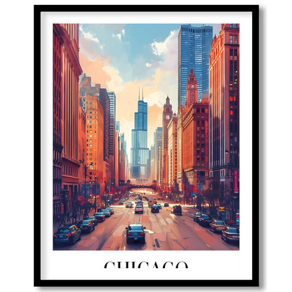 Immerse yourself in the bustling energy of Chicago with this stunning wall art. Featuring a vibrant for area