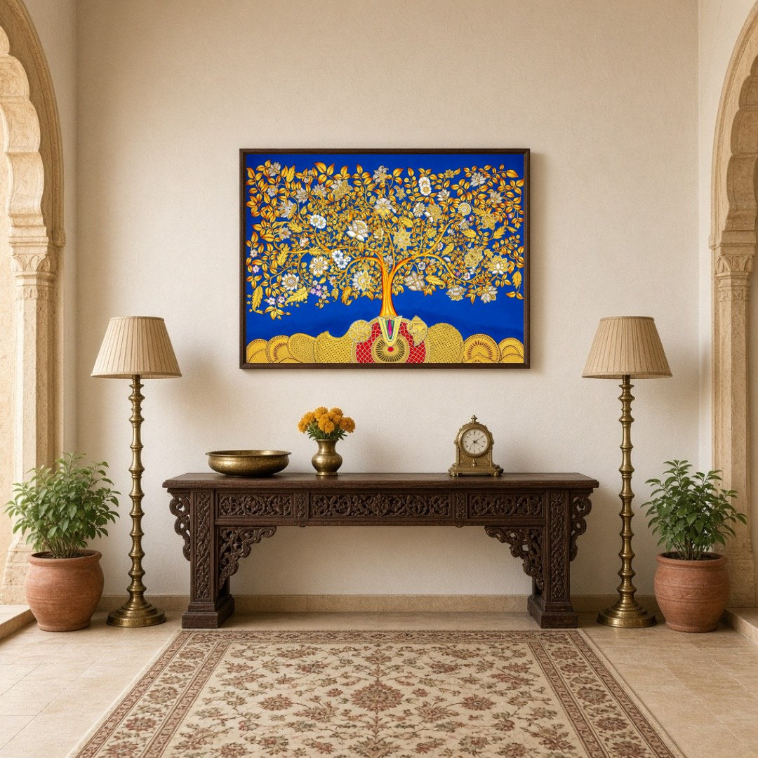 Celebrate spiritual harmony and traditional artistry with this magnificent Pichwai artwork, for Hallway