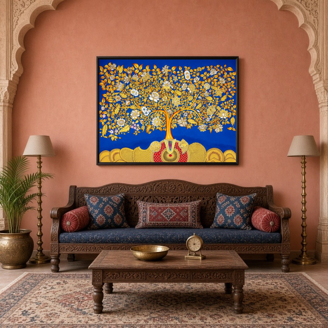 Celebrate spiritual harmony and traditional artistry with this magnificent Pichwai artwork, for Living Room