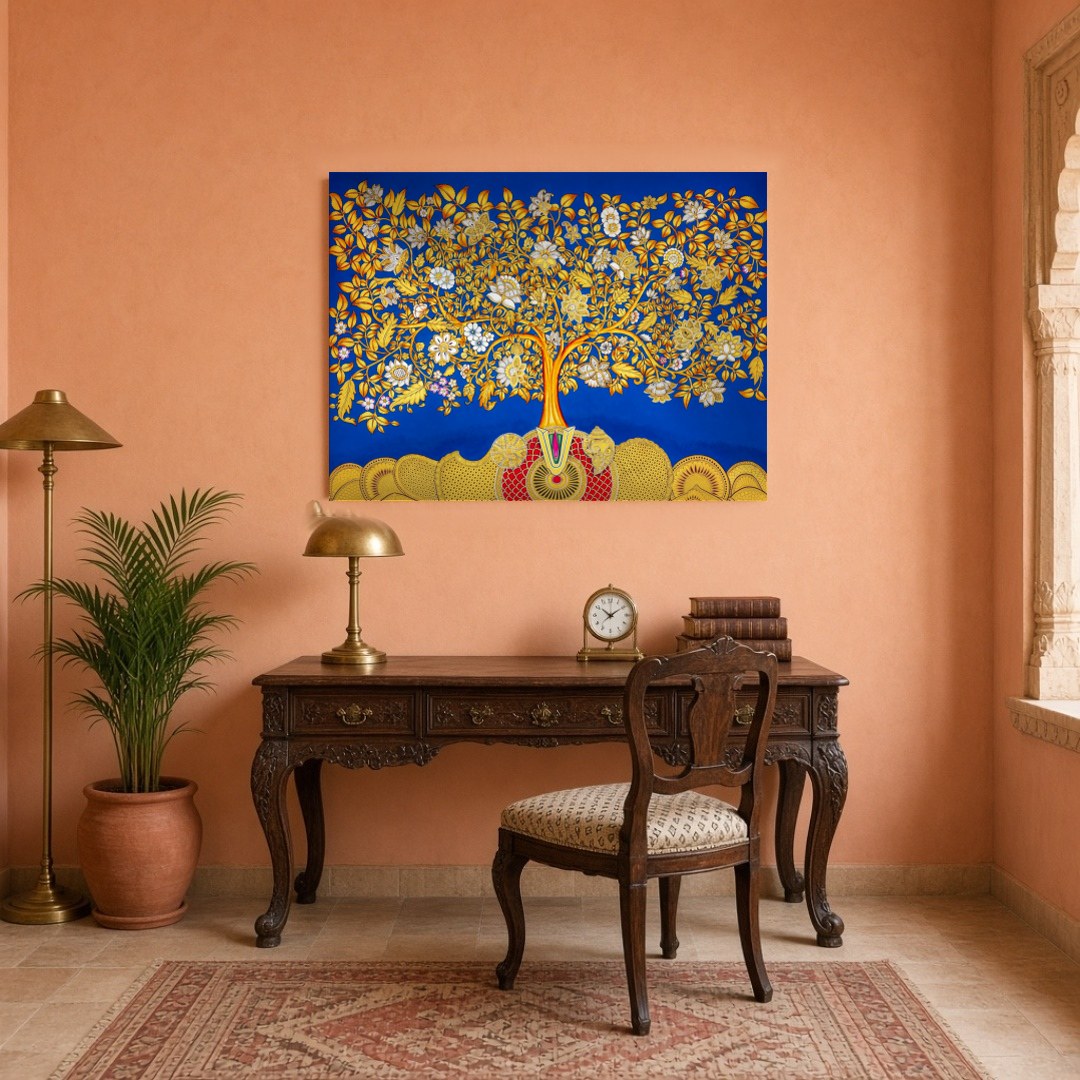 Celebrate spiritual harmony and traditional artistry with this magnificent Pichwai artwork, for Study