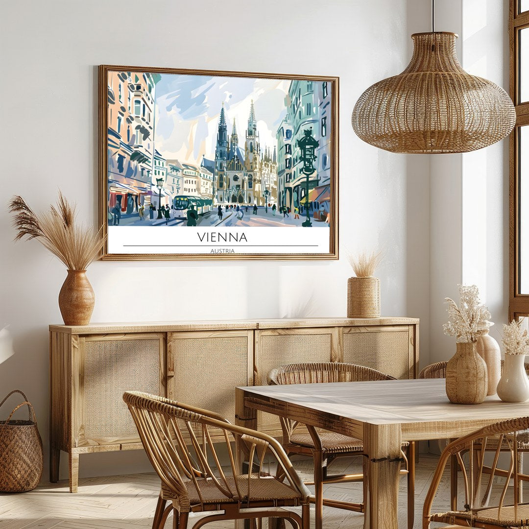 Capture the charm of Vienna's historic architecture with this stunning cityscape art piece. The for Dining