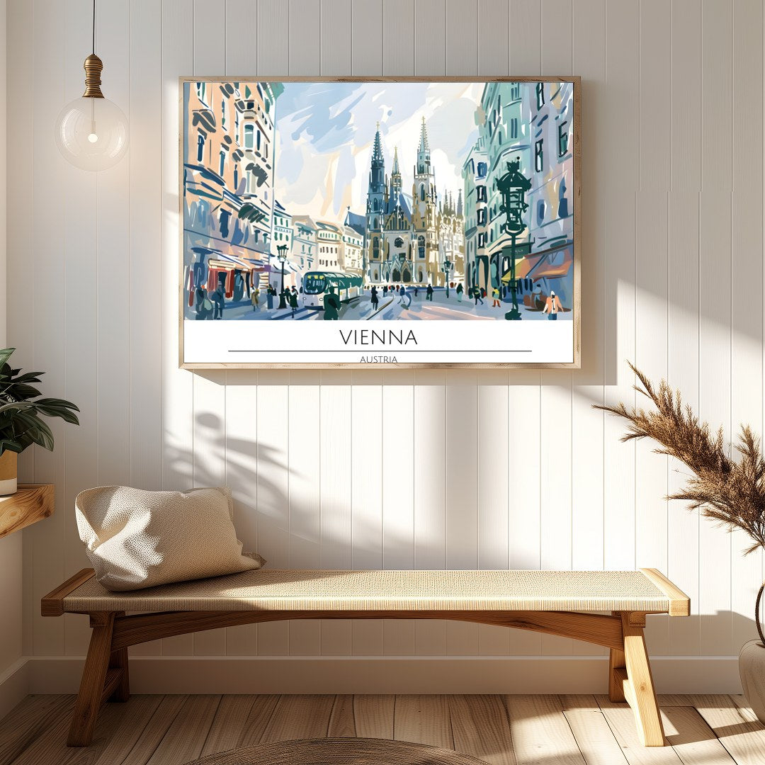Capture the charm of Vienna's historic architecture with this stunning cityscape art piece. The for Hallway