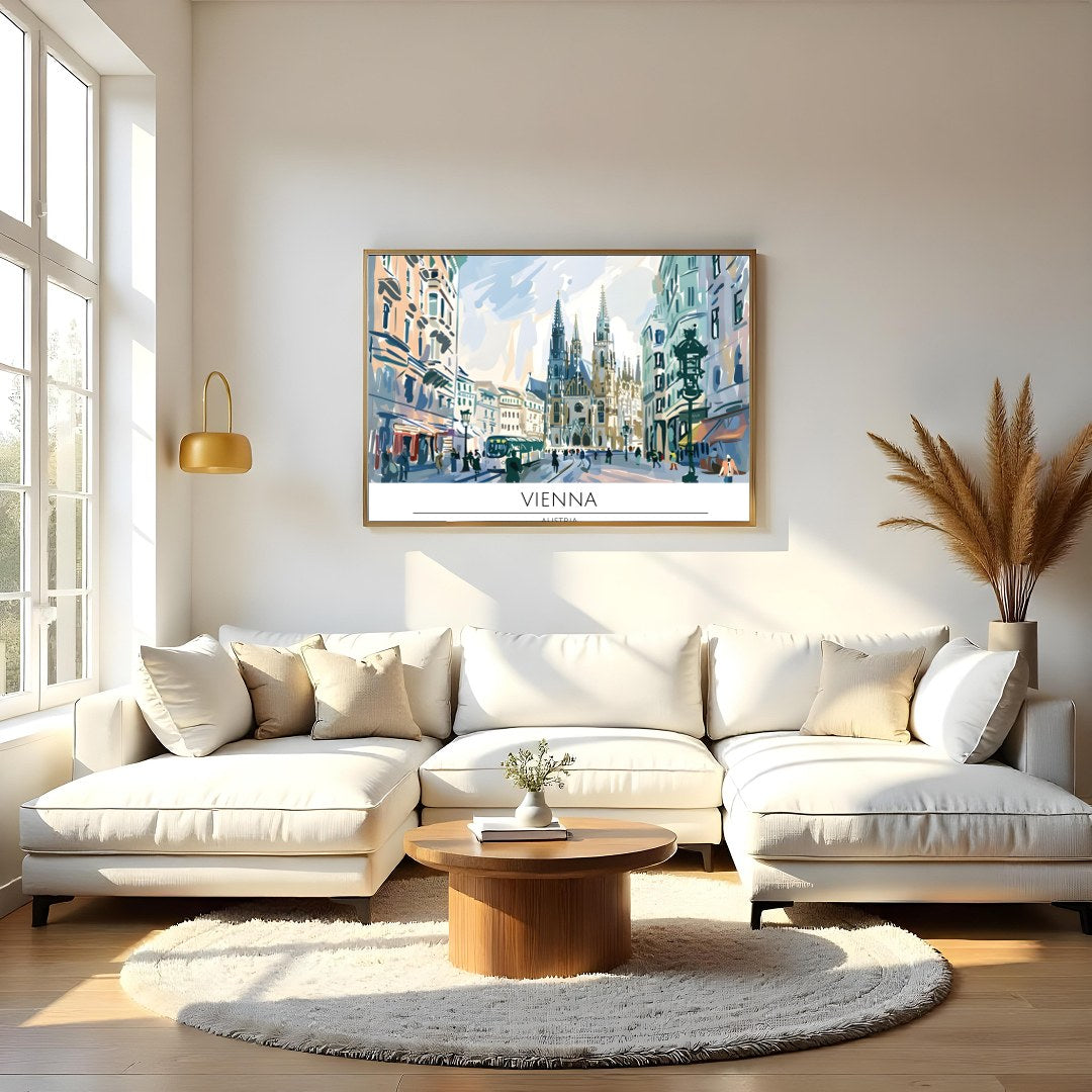 Capture the charm of Vienna's historic architecture with this stunning cityscape art piece. The for Living Room