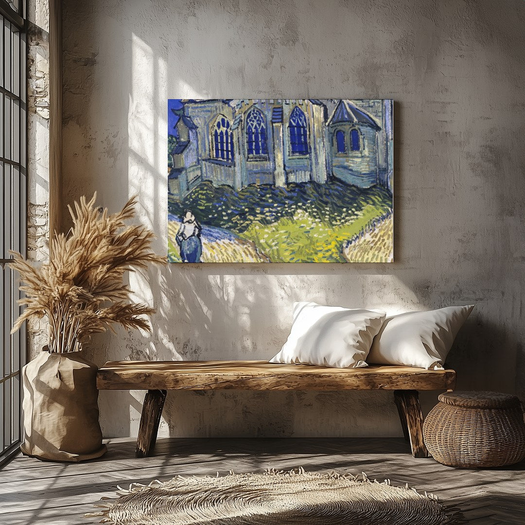Immerse yourself in a radiant portrayal of a quaint village chapel, where vivid blues and vibrant for Veranda