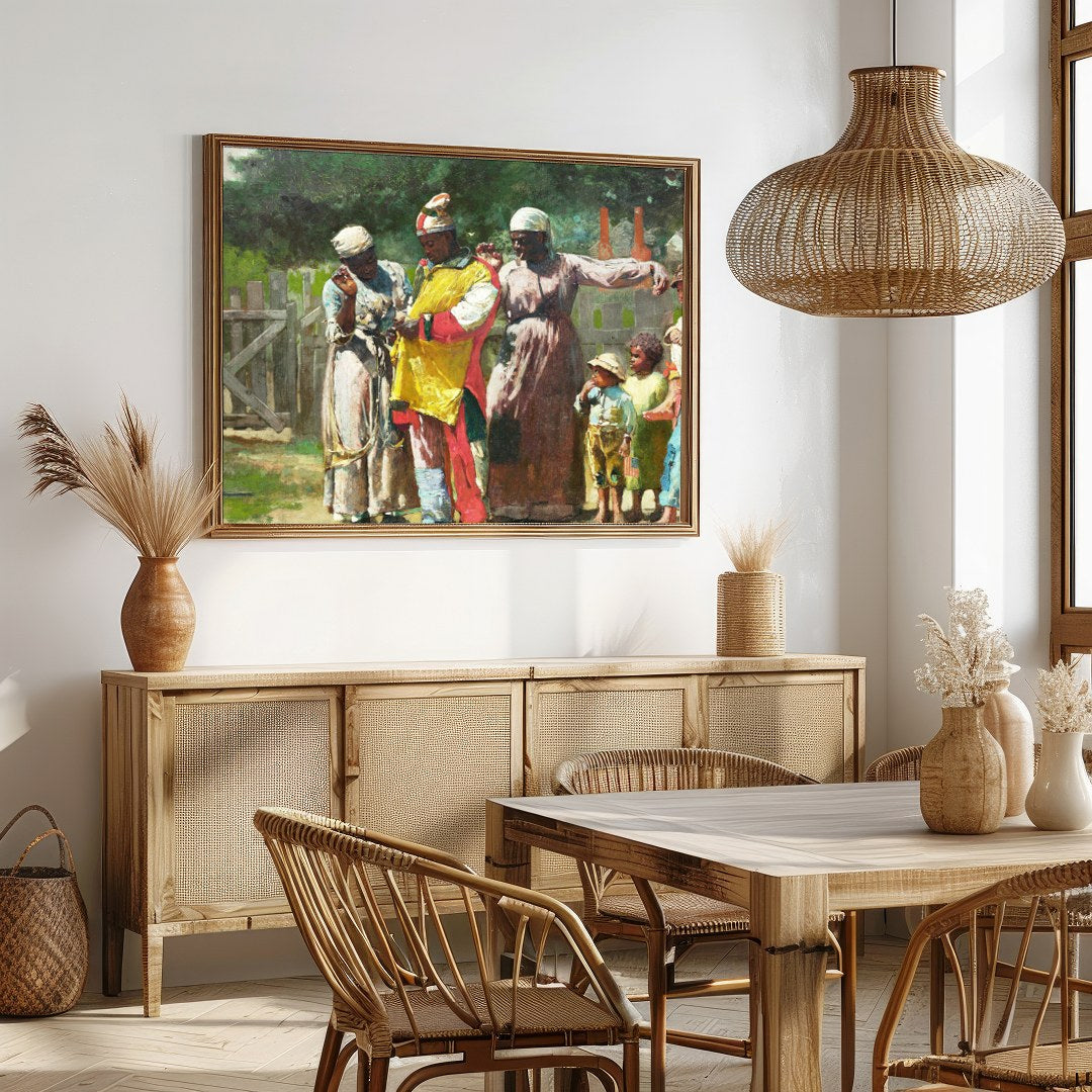 Experience the vivid charm of community life with this captivating piece. Rich in detail and color, for Dining
