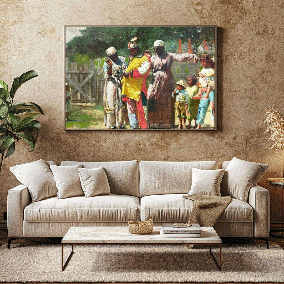 Experience the vivid charm of community life with this captivating piece. Rich in detail and color, for Family Room