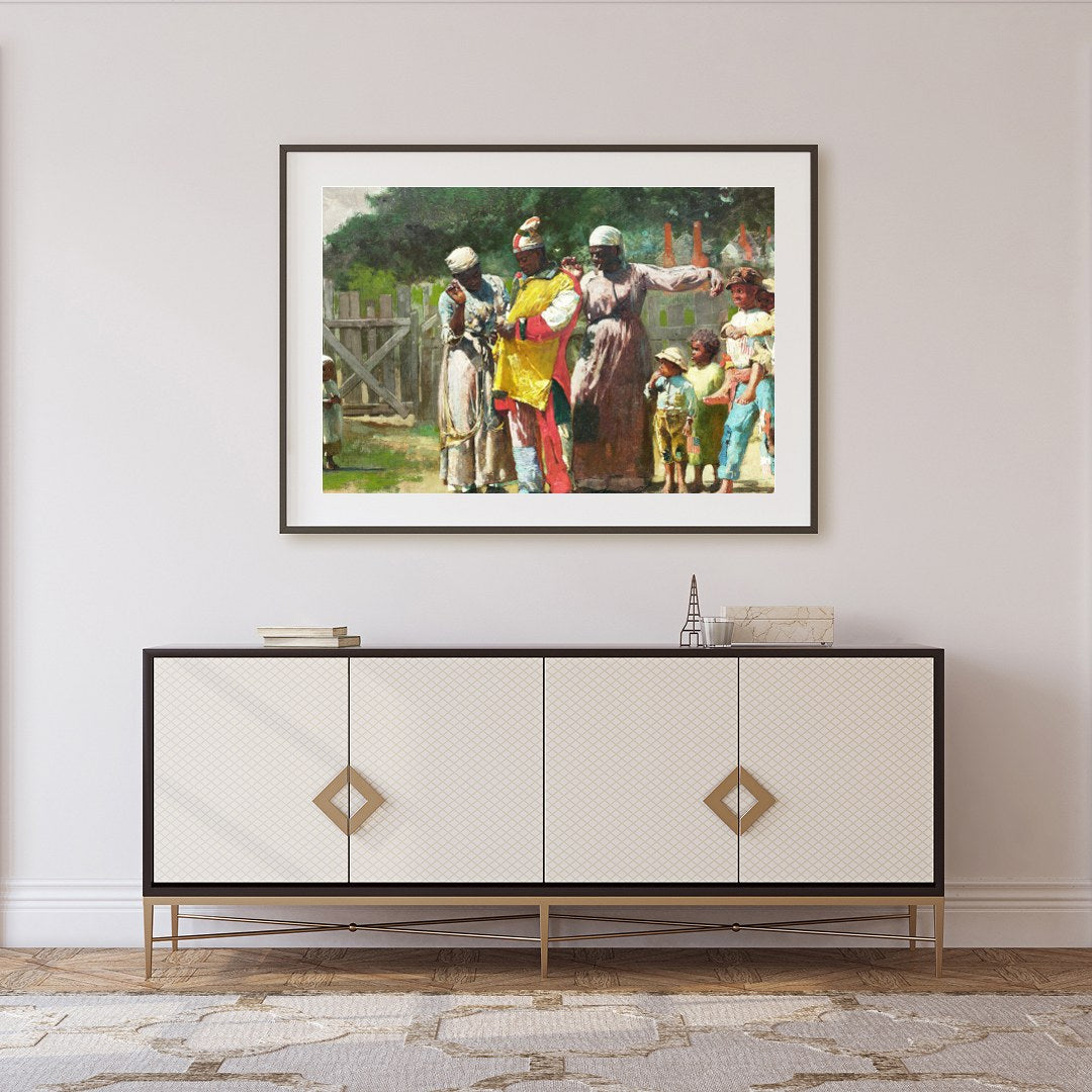 Experience the vivid charm of community life with this captivating piece. Rich in detail and color, for Foyer