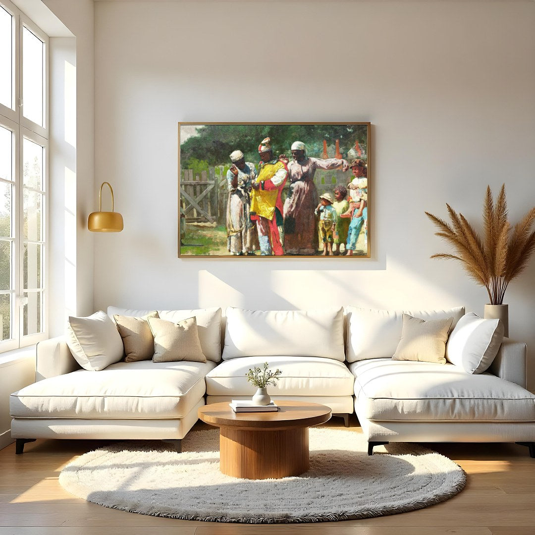 Experience the vivid charm of community life with this captivating piece. Rich in detail and color, for Living Room