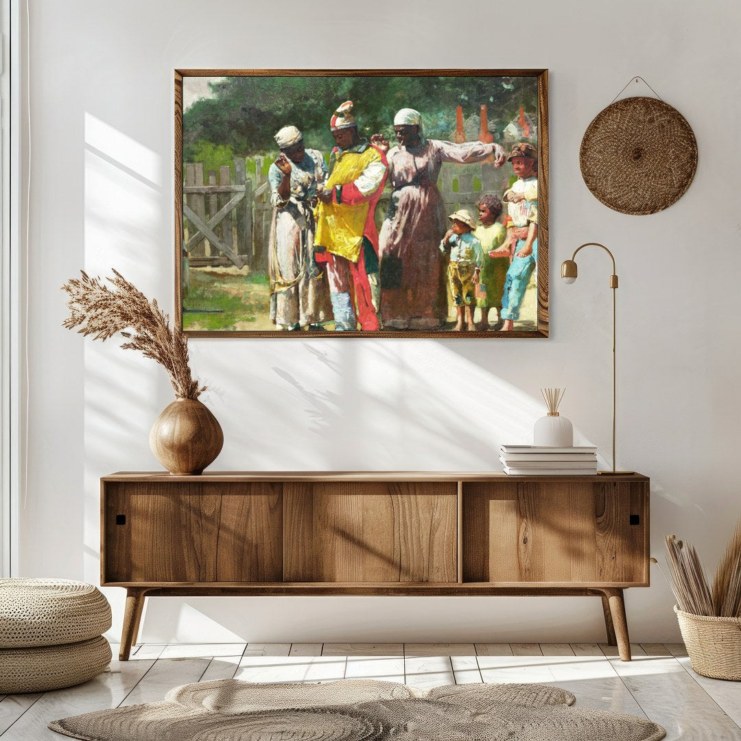 Experience the vivid charm of community life with this captivating piece. Rich in detail and color, for Sitting Area