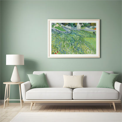 Immerse yourself in the lush beauty of this vibrant vineyard landscape. The artwork evokes the for Hall