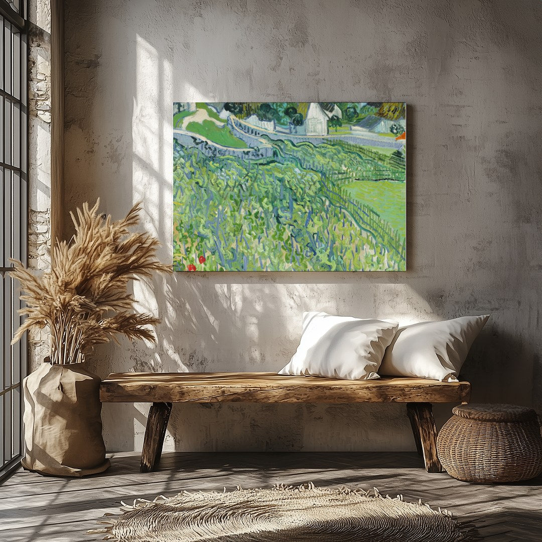 Immerse yourself in the lush beauty of this vibrant vineyard landscape. The artwork evokes the for Veranda
