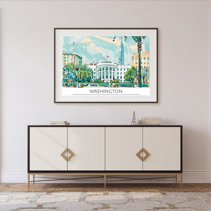 Capture the essence of Washington D.C. with this vibrant and dynamic illustration. Featuring the for Foyer