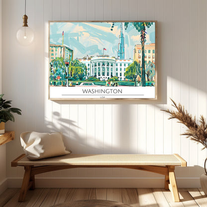 Capture the essence of Washington D.C. with this vibrant and dynamic illustration. Featuring the for Hallway