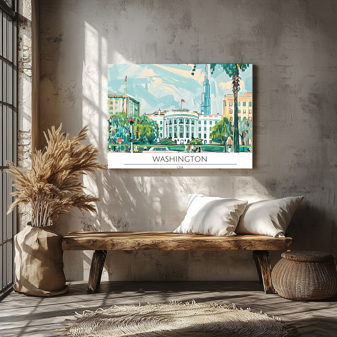 Capture the essence of Washington D.C. with this vibrant and dynamic illustration. Featuring the for Veranda