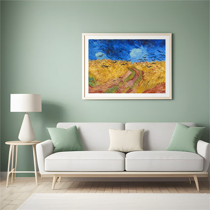 Immerse yourself in this mesmerizing artwork capturing a dramatic scene of crows soaring over a for Hall