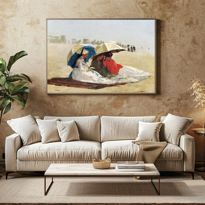 Immerse yourself in the serenity of a Victorian seaside with this exquisite artwork. The painting for Family Room