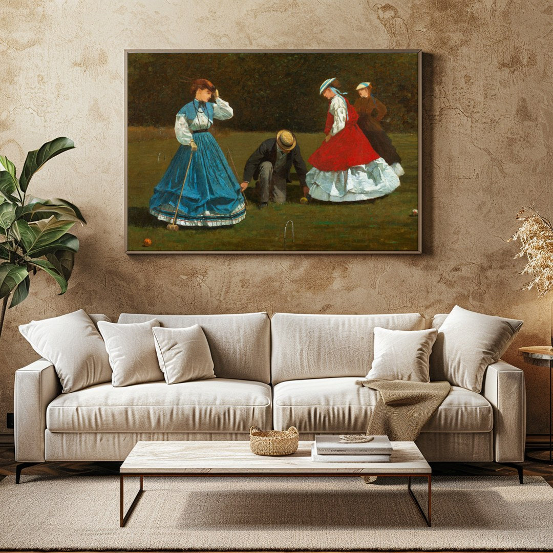 Experience the elegance and leisure of a Victorian era croquet game with this classic painting. The for Family Room