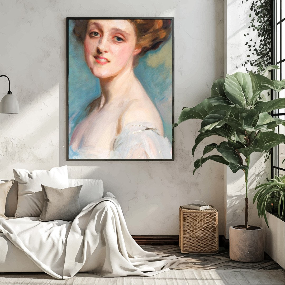 Experience the timeless charm of Victorian elegance with this captivating portrait. Its soft for Living Room