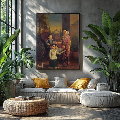 Immerse yourself in the refined elegance of this Victorian-era family portrait. Exquisitely for Balcony