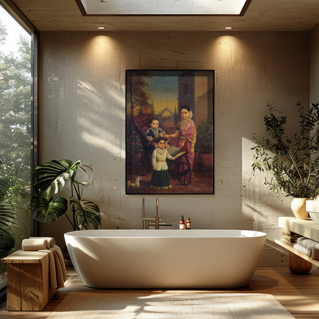 Immerse yourself in the refined elegance of this Victorian-era family portrait. Exquisitely for Bathroom