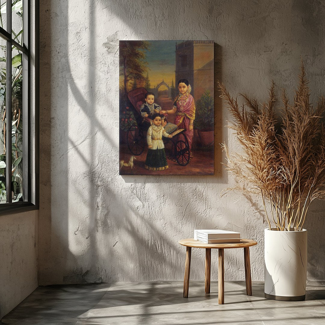 Immerse yourself in the refined elegance of this Victorian-era family portrait. Exquisitely for Entrance