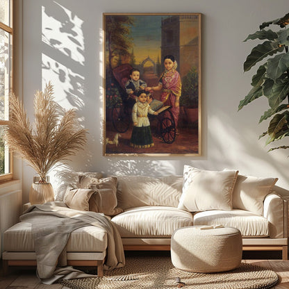 Immerse yourself in the refined elegance of this Victorian-era family portrait. Exquisitely for Sitting Area
