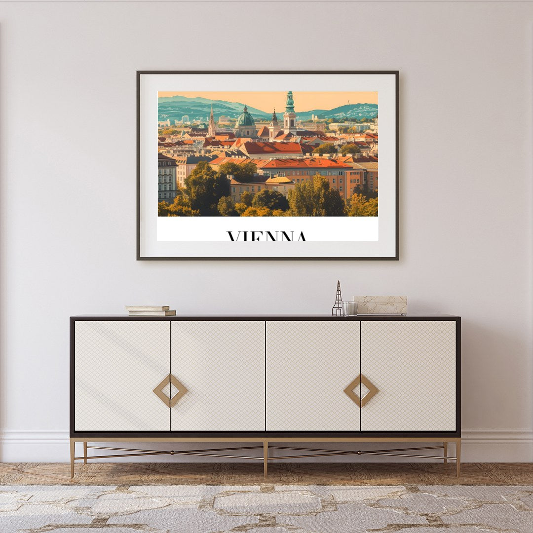 Immerse yourself in the tranquil beauty of Vienna's skyline with this elegant wall art piece. for Foyer
