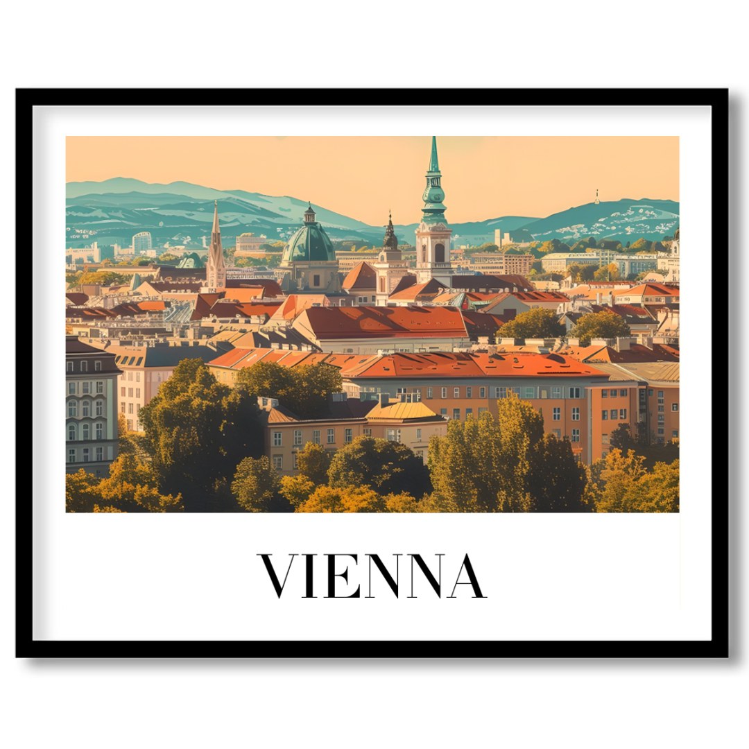 Immerse yourself in the tranquil beauty of Vienna's skyline with this elegant wall art piece. for loft