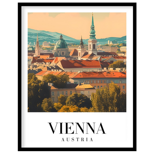 Immerse yourself in the tranquil beauty of Vienna's skyline with this elegant wall art piece. for loft