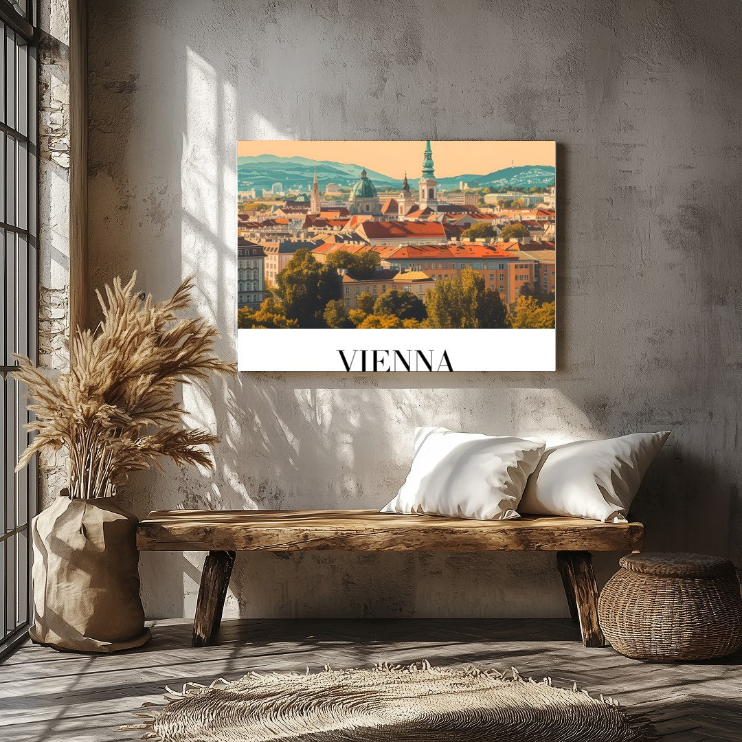 Immerse yourself in the tranquil beauty of Vienna's skyline with this elegant wall art piece. for Veranda