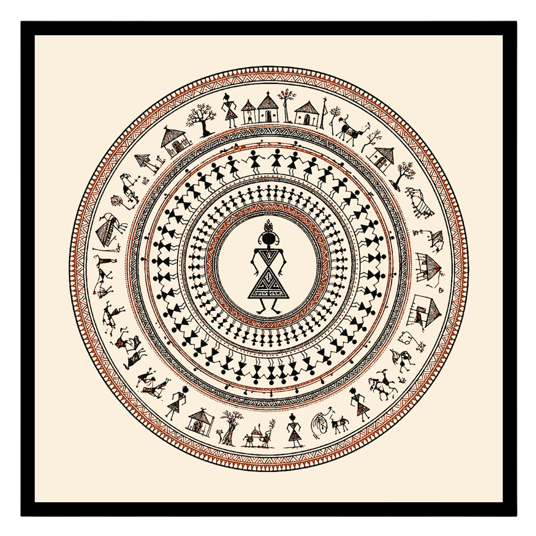 Discover the rhythmic elegance of village life captured in this stunning Warli Art print. Depicting for residence