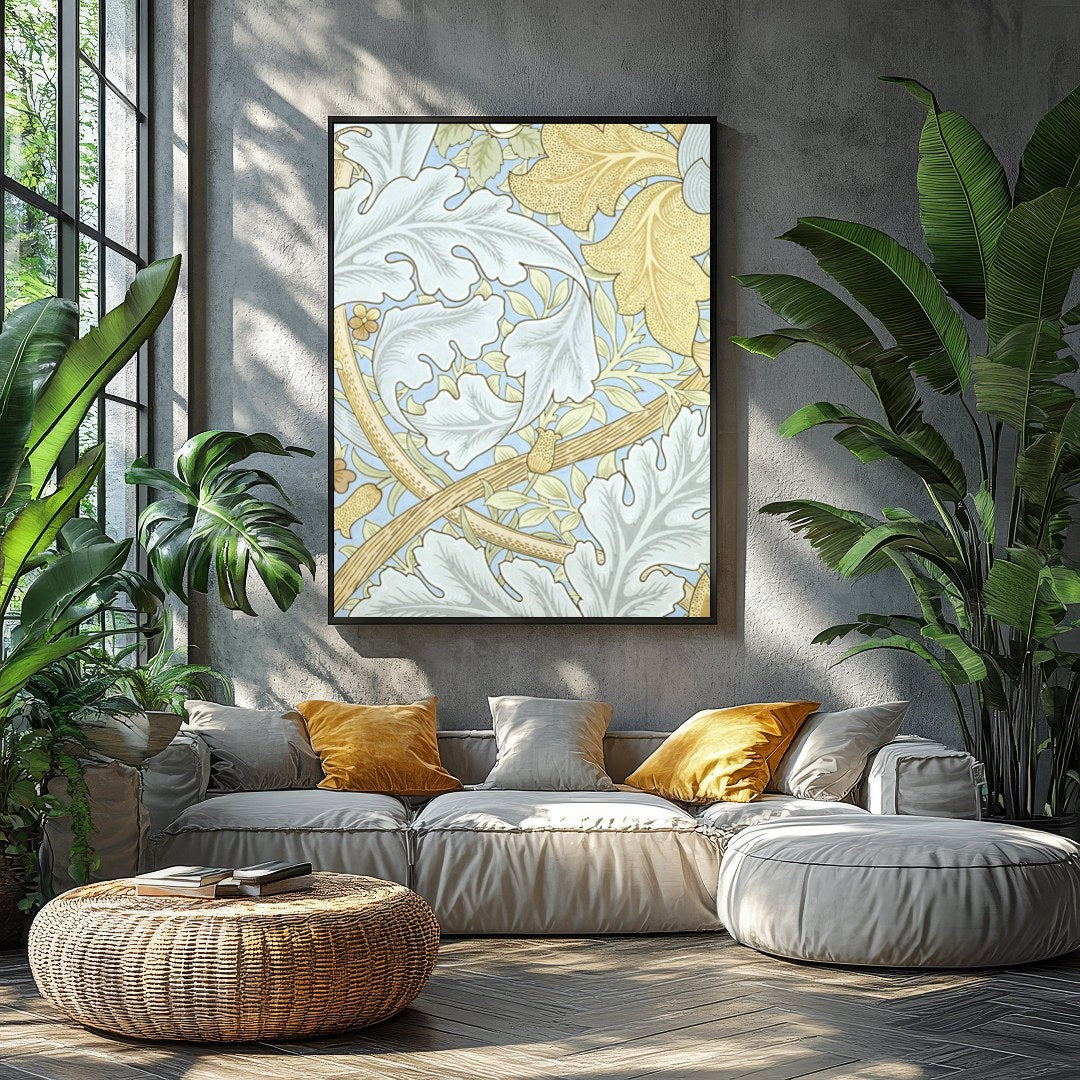 This enchanting wall art piece showcases a vintage botanical design with intricate leaves and for Balcony