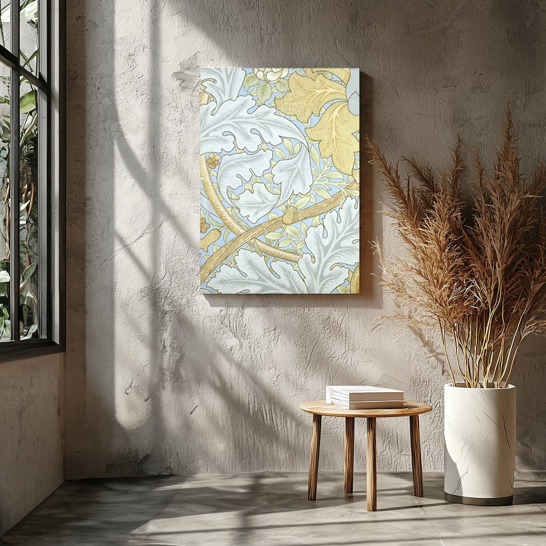 This enchanting wall art piece showcases a vintage botanical design with intricate leaves and for Entrance