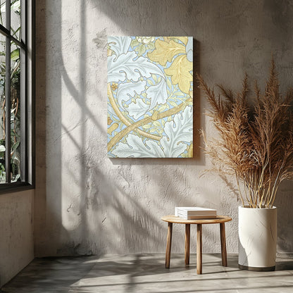 This enchanting wall art piece showcases a vintage botanical design with intricate leaves and for Entrance