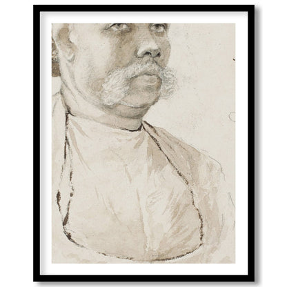 This exquisite vintage charcoal portrait captures the distinguished presence of a for kitchen