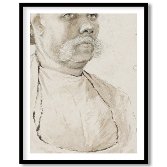 This exquisite vintage charcoal portrait captures the distinguished presence of a for kitchen