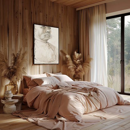 This exquisite vintage charcoal portrait captures the distinguished presence of a for Bedroom
