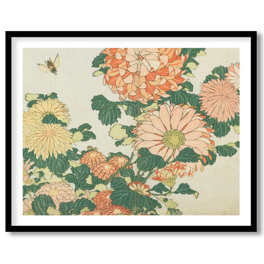 Immerse yourself in the timeless beauty of this vintage-style chrysanthemum artwork. The delicate for decor