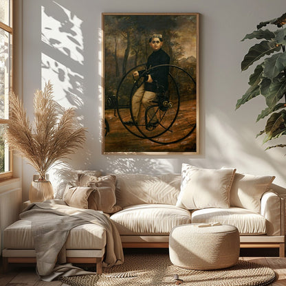 Delve into the past with this charming portrait of a vintage cycling enthusiast. The artwork for Sitting Area