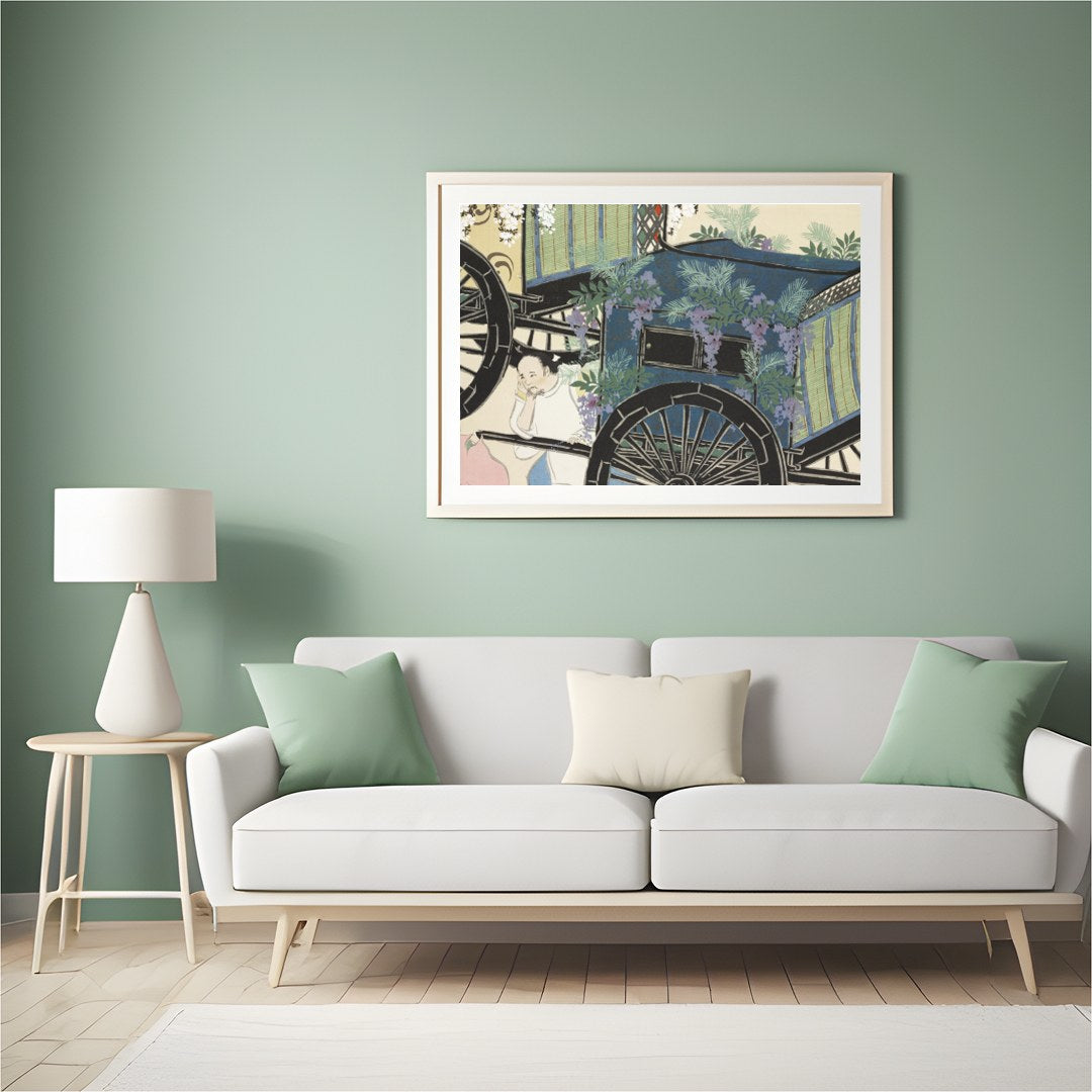 Step into a bygone era with this exquisite vintage-style artwork featuring an ornate carriage for Hall