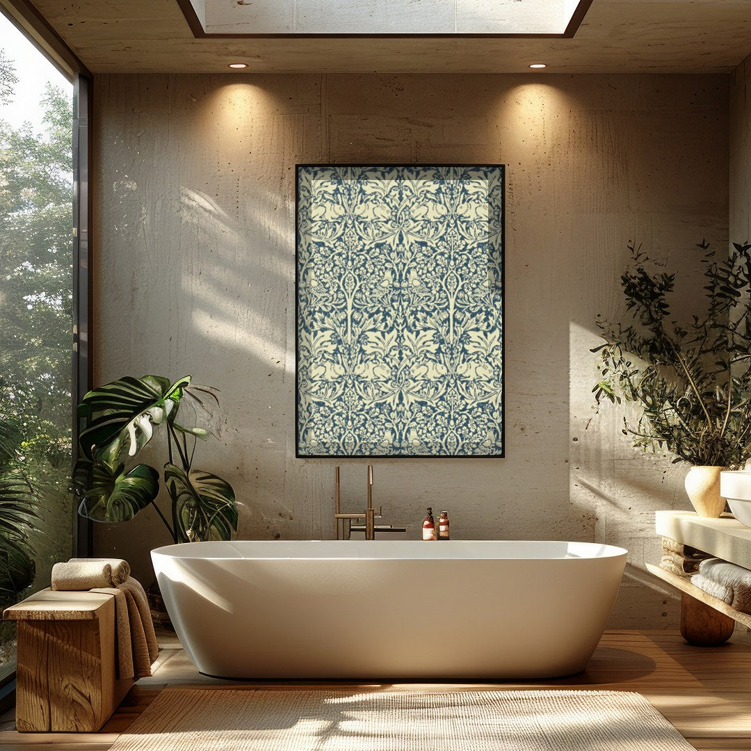 Experience the allure of vintage elegance with this intricately designed wall art featuring a for Bathroom