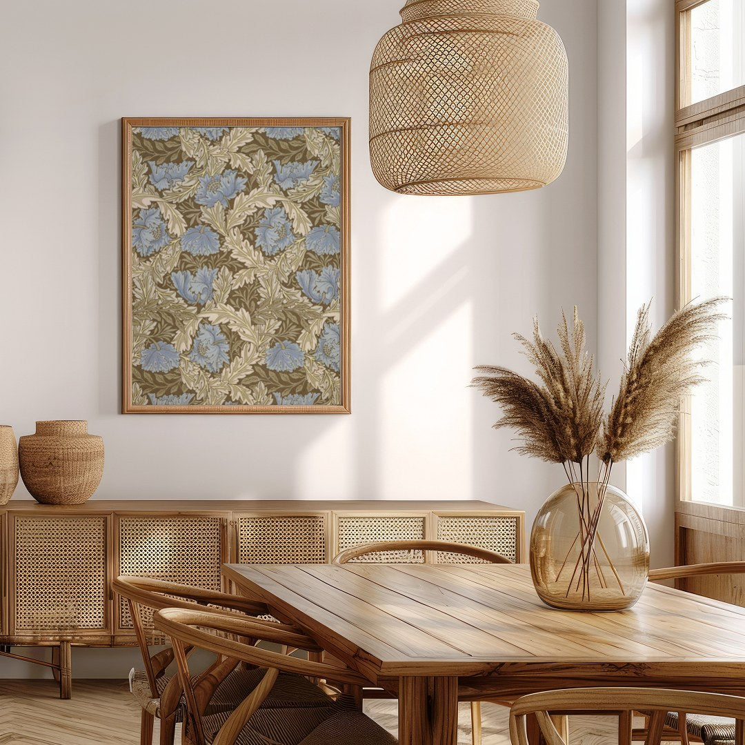 Elevate your space with this elegant vintage-inspired floral artwork. The harmonious blend of blue for Extra Kitchen
