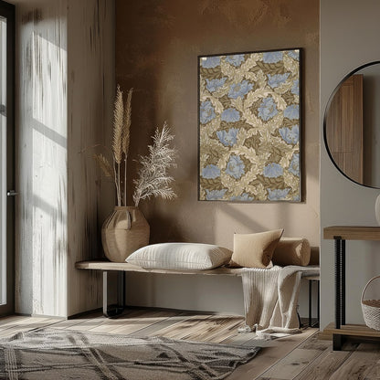 Elevate your space with this elegant vintage-inspired floral artwork. The harmonious blend of blue for hallway