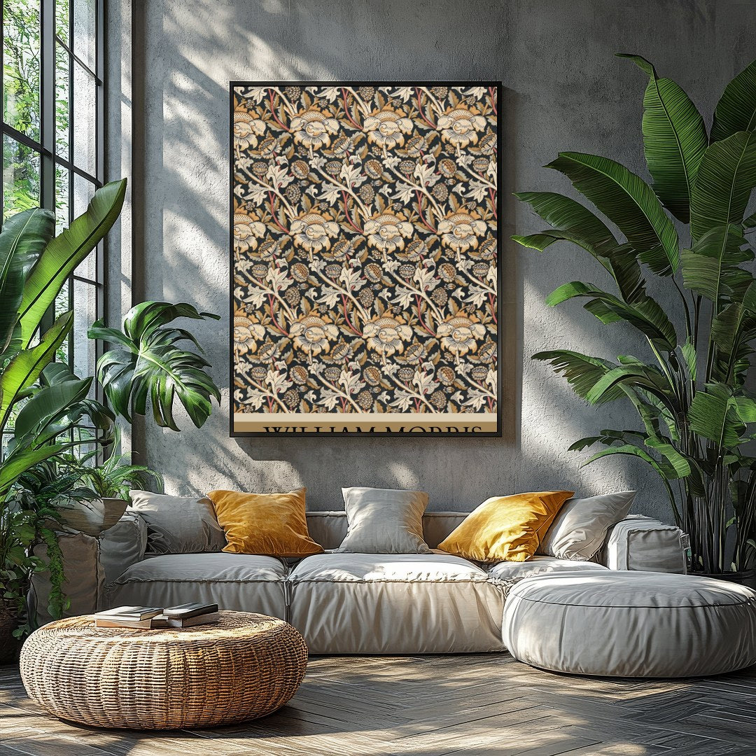 Immerse yourself in the intricate world of William Morris with this exquisitely detailed floral for Balcony