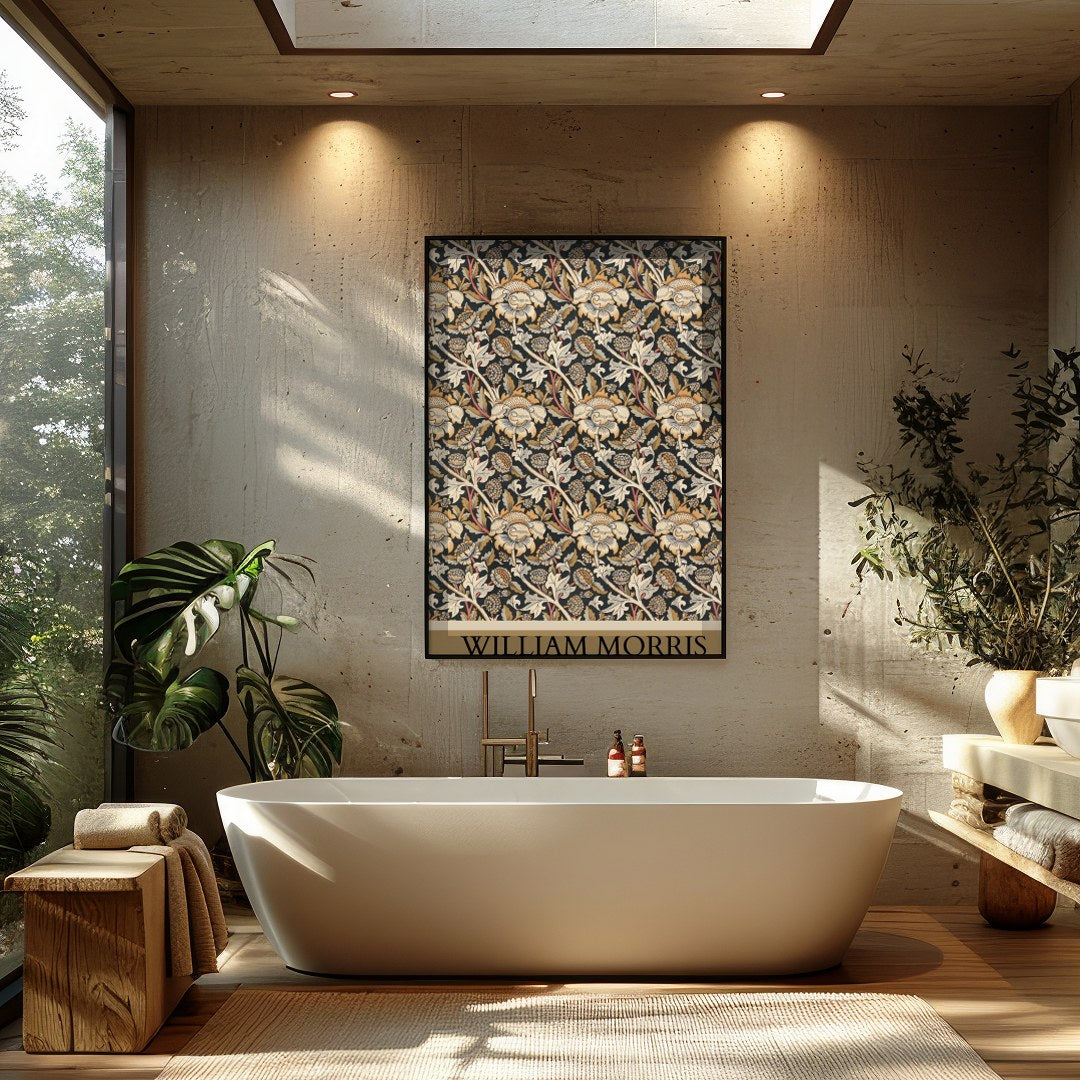 Immerse yourself in the intricate world of William Morris with this exquisitely detailed floral for Bathroom