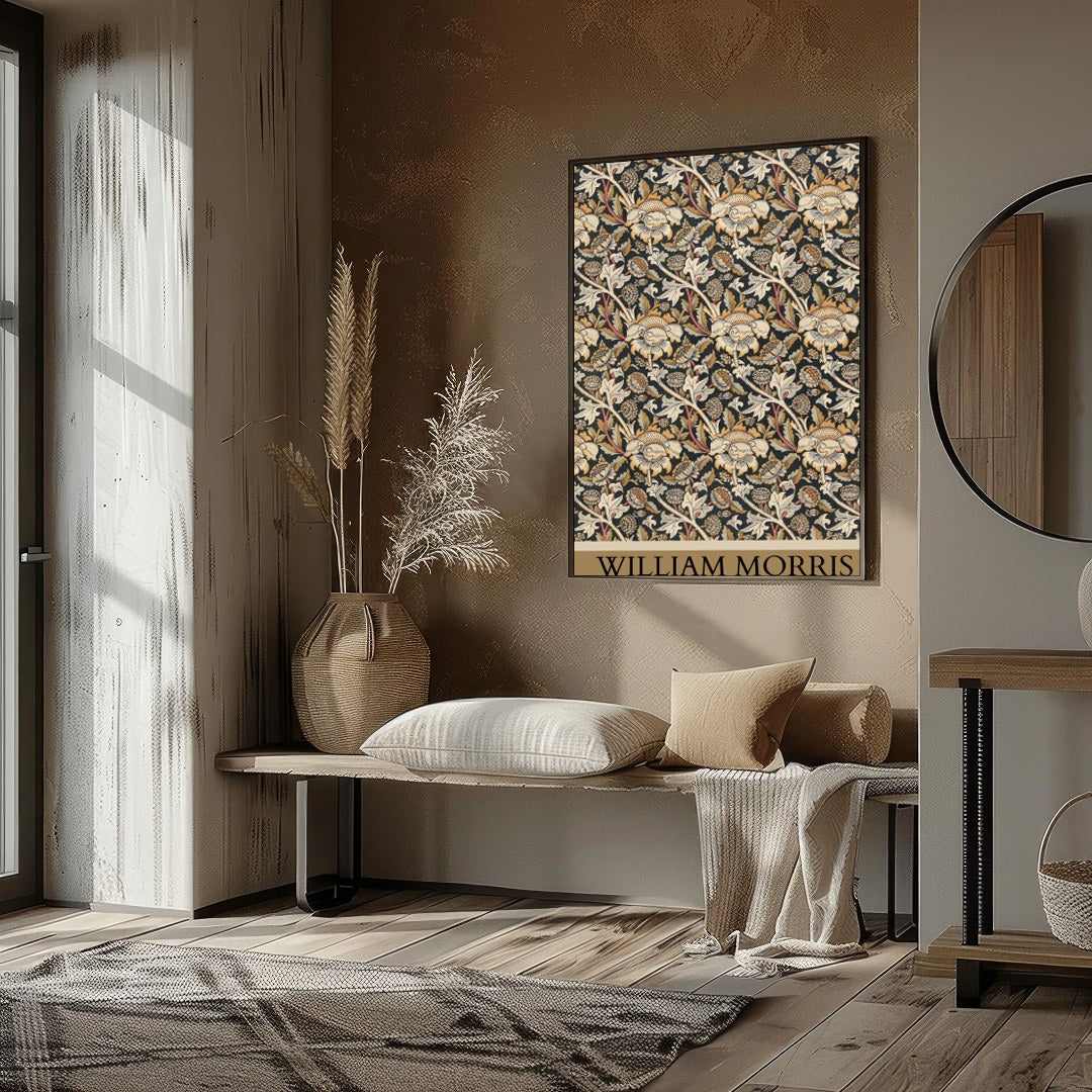 Immerse yourself in the intricate world of William Morris with this exquisitely detailed floral for retreat
