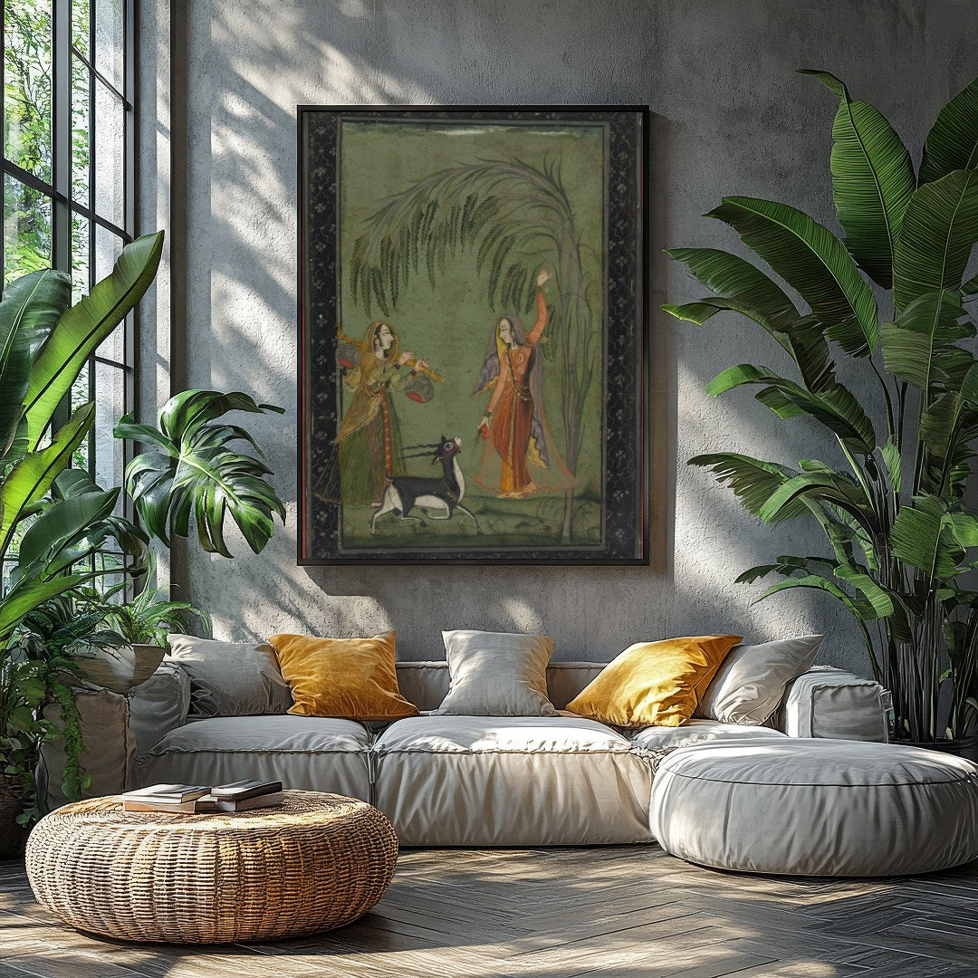 Experience the timeless elegance of a Mughal-inspired courtyard scene. This captivating piece for Balcony