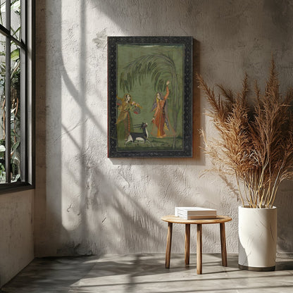 Experience the timeless elegance of a Mughal-inspired courtyard scene. This captivating piece for Entrance