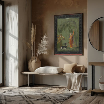 Experience the timeless elegance of a Mughal-inspired courtyard scene. This captivating piece for interior
